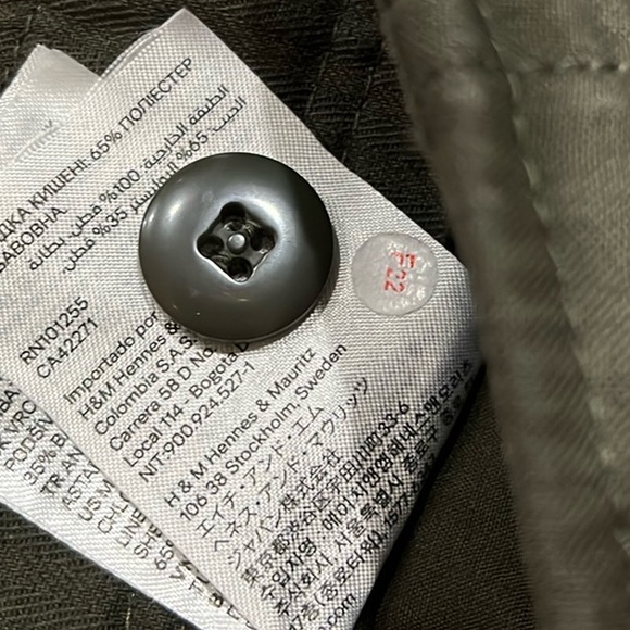 H&M Women’s 100% Cotton Utility Cargo High Rise Loose Fitted Pants With Pockets - Picture 8 of 9